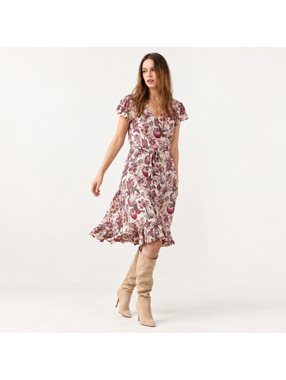 NWT Guadalupe Astrid Floral Wrap Midi Dress Size Medium